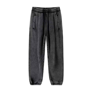 Good quality Custom Straight Wide Leg <b>Trouser</b> Loose Fit 100% Cotton Sweatpants Quick Dry Anti-Wrinkle <b>Elastic</b> <b>Waist</b> Flared - Product Image 4