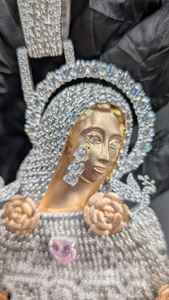 Colgante de la Virgen María con Moissanita VVS, Chapado en Oro con Plata de Ley 925, Joyería Fina, Colgantes y Amuletos Religiosos - Product Image 4