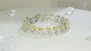Pulsera de Lujo Hecha a Mano en Plata 925 con Diamante Cultivado en Laboratorio Corte Pera, Color Amarillo E/F, Certificado IGI, Joyería de Boda para Mujer - Product Image 3