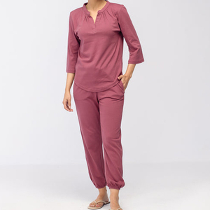 Conjunto de pijama para mujer, ropa de dormir estampada, Top de manga corta y pantalones, traje de noche de dos piezas, ropa informal para el hogar, ropa suave para estar en casa - Product Image 1