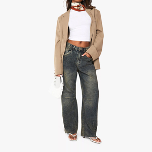 Pantalones Vaqueros Premium para Mujer, Precio de Fábrica OEM/ODM, Ajuste Elástico Cómodo, Ropa Casual de Alta Calidad, Directo de Fábrica - Product Image 1