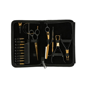 Kit complet d'outils pour extensions de cheveux, pinces, aiguilles, anneaux, perles, fil pour travaux professionnels d'extensions capillaires - Product Image 1