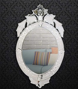 Luxury Venetian <b>Frameless</b> Wall Mirror Featuring Intricately Cut Beveled Glass, Decorative Floral Motifs, and Refined - Product Image 1