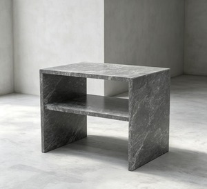 Minimalist Marble <b>End</b> <b>Table</b> With <b>Storage</b> Shelf Modern Living Room Furniture - Product Image 1