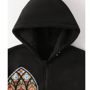 Custom <b>Rhinestone</b> Angel Print Zip Up Hoodie Men Oversized Streetwear Fleece Sweatshirt OEM Wholesale Winter <b>Jacket</b> - Product Image 4