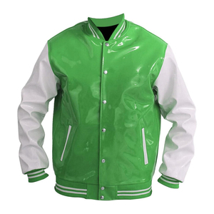 Chaqueta Varsity de Cuero PVC para Hombre, Estilo Retro Universitario de Béisbol, con Cuello Alto y Logotipo Frontal, Nueva Llegada 2026 - Product Image 1