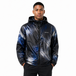 Chaqueta cortavientos reflectante brillante para hombre al por mayor, con capucha, de nailon, con cremallera, estilo urbano, para exteriores, OEM, al por mayor, de EE. UU. - Product Image 1