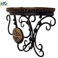 Handgemaakte houten wandplank van smeedijzer |   Decoratief aan de muur gemonteerd displayrek voor bloempotten, thuis, badkamer, keuken, opbergrek