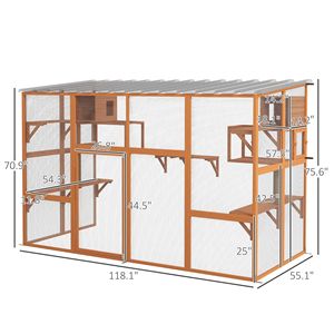 Catio - Tienda de campaña para mascotas de razas medianas y grandes con poste rascador y ventana, ideal para juegos al aire libre y jaulas para la cría de animales pequeños. - Product Image 3