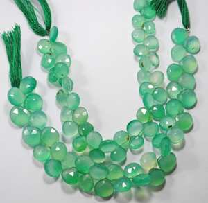 ลูกปัดหินแคลเซโดนีสีเขียวธรรมชาติทรงหัวใจเจียระไน ร้อยเป็นเส้น สำหรับทำเครื่องประดับ ขายส่ง - Product Image 4