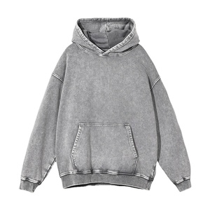 Blanc Stone Wash personnalisé lavé à l'acide brodé hiver sweat à capuche Vintage sérigraphié Polyester/coton polaire - Product Image 1