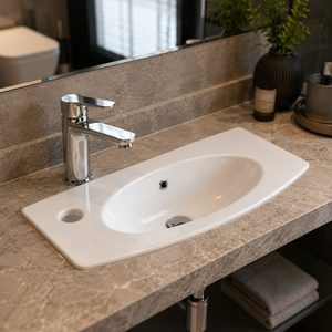 Lavabo de Pared de Cerámica Moderno y Compacto para Baño con Función de Fácil Limpieza - Product Image 6