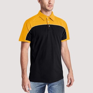 Chemise Homme Noire et Jaune Unie à Manches Courtes avec Boutons, Tissu Toile Sportif Séchage Rapide, Mélange Polyester/Coton, Personnalisable - Product Image 3