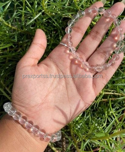 8mm Clear Quartz Stone <b>Bracelet</b> Semi-Precious Round <b>Bead</b> Energy Gift for Women and Men Fine Beaded <b>Bracelets</b> - Product Image 3
