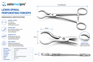 Pinzas Perforadoras Espinales LEWIN, Mordazas Curvas, Longitud 7 pulgadas (17.8 cm), ZETOMEDPRO - Product Image 3