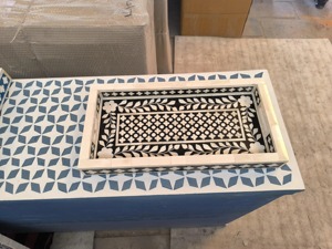 Handmade <b>Black</b> & White Bone Inlay Serving Tray Rectangular Decorative Wooden Ottoman Coffee <b>Table</b> <b>Vanity</b> Tray Luxury Home Decor - Product Image 4