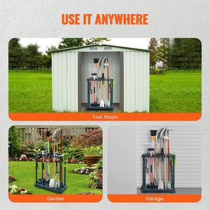 Organisateur d'outils de jardin à 10 fentes pour outils à long manche/râteaux/brosses/supports de serres-pailles, support de rangement vertical pour garage et cour pour un rangement efficace - Product Image 2
