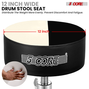 Taburete de batería de 5 núcleos con asiento acolchado de 5 pulgadas, ajustable, capacidad de 310 lb, asiento resistente con tapizado de terciopelo para música - Product Image 4