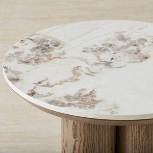 Marble Top Wooden Coffee Table – Elegant <b>Solid</b> <b>Wood</b> Center Table for Living Room Decor - Product Image 4