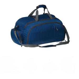 Sac de sport durable bleu et gris, sac de voyage multi-poches avec poche à chaussures dédiée et bandoulière rembourrée - Product Image 2