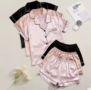 Conjunto de Pijama de Seda de Lujo Personalizado al por Mayor, Dos Piezas, para Mujer, Vestido Sublimado de Satén de Alta Calidad, Cómodo para Mujer - Product Image 6