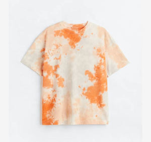 T-shirt tie-dye orange pour homme, col rond, manches courtes, imprimé personnalisé, style streetwear décontracté, vente en gros, fournisseur de vêtements OEM - Product Image 1