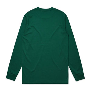 T-shirt décontracté à manches longues pour homme, col rond, couleur unie, coupe classique, vert olive - Product Image 4