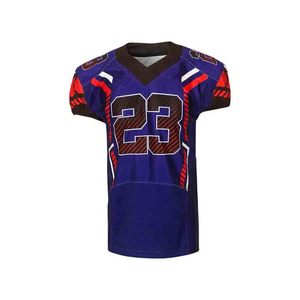 Camiseta de Fútbol Americano Personalizada para Hombre, Cuello en V, Sublimada, Absorbente de Humedad, Color Morado y Rojo, Número 23, Manga Corta, Ropa Deportiva para Adultos - Product Image 1