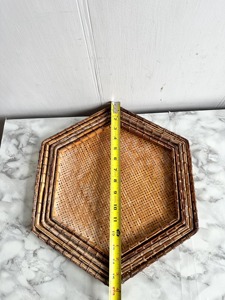 Decorative Hexagon Cane Woven <b>Tray</b> For Coffee Table Centerpiece <b>Snack</b> Serving <b>Tray</b> Home Cafe And Restaurant Use From India - Product Image 5