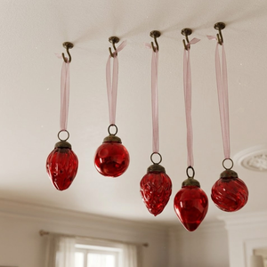 VIXM-50315 <b>Mini</b> Glass <b>Christmas</b> Ornament | Modern Bauble | Red Wine Clear | Gold Turquoise | <b>Tree</b> Decoration | Home Decor - Product Image 4