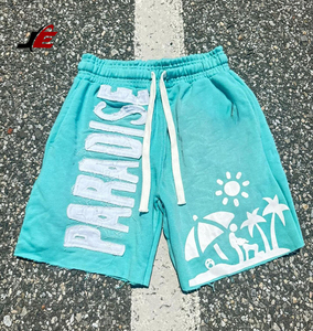 กางเกงขาสั้นผ้าฝ้ายซักกรดสำหรับผู้ชายกางเกงขาสั้นผ้าฝ้ายปักสไตล์ลำลองแบบ100% ออกแบบได้ตามต้องการฤดูร้อน2025 - Product Image 6