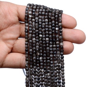 AAA+ <b>Cat's</b> Eye 4mm Cube Faceted Beads Natural Rare Silver <b>Cats</b> Eye Gemstone Loose 3D Box Briolette Fancy Loose Beads For Jewelry - Product Image 4