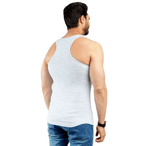 Camisetas sin mangas al por mayor para hombre, 100% algodón, color blanco sólido, diseño de punto cómodo, logotipo personalizado, camiseta transpirable para hombre - Product Image 5
