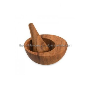 Mortero y Maja de Madera Auténticos Utilizados para Recetas Tradicionales, Moler Hierbas, Especias y Aromáticos de Cocina - Product Image 1