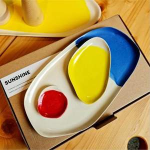 Bandeja de Servir de Metal Esmaltado de Lujo con Borde Dorado, Forma Irregular de Guijarro, Plato Decorativo para Nueces, Vajilla para el Hogar y Hoteles - Product Image 4