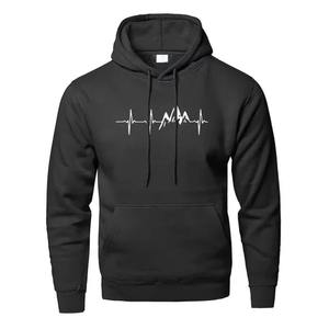 Sudadera con Capucha para Hombre al por Mayor, con Estampado de Latido de Corazón de Montaña, Ajuste Regular, Ropa Casual, Jersey de Algodón Tejido para Otoño - Product Image 1