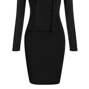 Custom Women Hoodie <b>Dresses</b> With Drawstrings Wholesale Women Long Sleeve Over size Pullover Hoodies <b>Dress</b> With LOW MOQ - Product Image 5