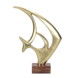 Gold Plated Abstract Sculpture Modern Artistic Tabletop Decor Handmade Wooden Base Irregular Shape Living Room Display - Product Image 1