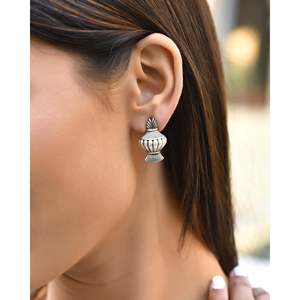 Meera Jaipur <b>Fine</b> <b>Stud</b> <b>Earrings</b> Elegant Silver Design for Women - Product Image 3