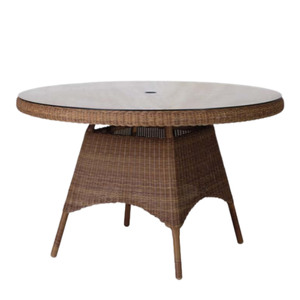 Natural Eco-Friendly Round <b>Rattan</b> <b>Dining</b> <b>Table</b> Home Outdoor Patio Garden Furniture With Umbrella Hole 4 Seater Wood - Product Image 1