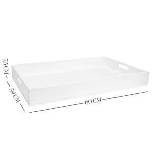 Bandeja de Servir Rectangular de Madera Rústica Estilo Granja con Asa y Acabado Desgastado para Hotel, Hogar, Mesa de Centro - Product Image 4