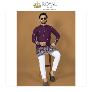Collection de créateurs de kurta en soie royale classique et pyjama en coton de qualité supérieure avec broderie multi-fils à prix bas - Product Image 4