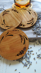Set of 4 Modern Design Round Wooden <b>Drink</b> <b>Coasters</b> for Home Kitchen Restaurant - Product Image 5