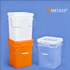 Seau carré en plastique épaissi avec poignée métallique 10~25L – Idéal pour l'emballage de produits chimiques, détergents en poudre et eau de <span class=keywords><strong>Javel</strong></span> - Product Image 1