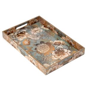 Bandeja Decorativa Rectangular con Diseño de Reloj Vintage y Rosas, Bandeja de Servir de Madera de Mango Artesanal para Pedidos al por Mayor - Product Image 6