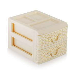 Stackable Plastic <b>Storage</b> <b>Drawers</b> Rectangle Minimalist Design Double Tier 203x133x68mm PP Material Bathroom Neatening - Product Image 2