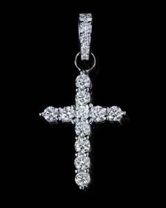 Colgante de Moissanita en Forma de Cruz, Plata de Ley 925, Chapado en Oro, Corte Brillante Redondo, Joyería para Fiesta - Product Image 1