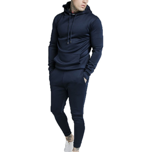 Nouvel ensemble de survêtement slim fit zippé pour homme 100 % coton noir uni – Survêtements de jogging pas chers pour homme - Product Image 1