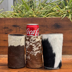 Vente en gros Refroidisseur de canette isotherme Refroidisseurs de bière en cuir de vachette Porte-bouteille en cuir de vachette Manchon personnalisé Coozies pour canettes - Product Image 5