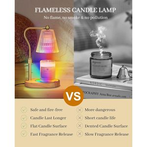 Lámpara Calentadora de Velas Eléctrica con 7 Colores LED Cambiantes, Temporizador, Regulador de Intensidad y Altura Ajustable para Uso Doméstico - Product Image 3